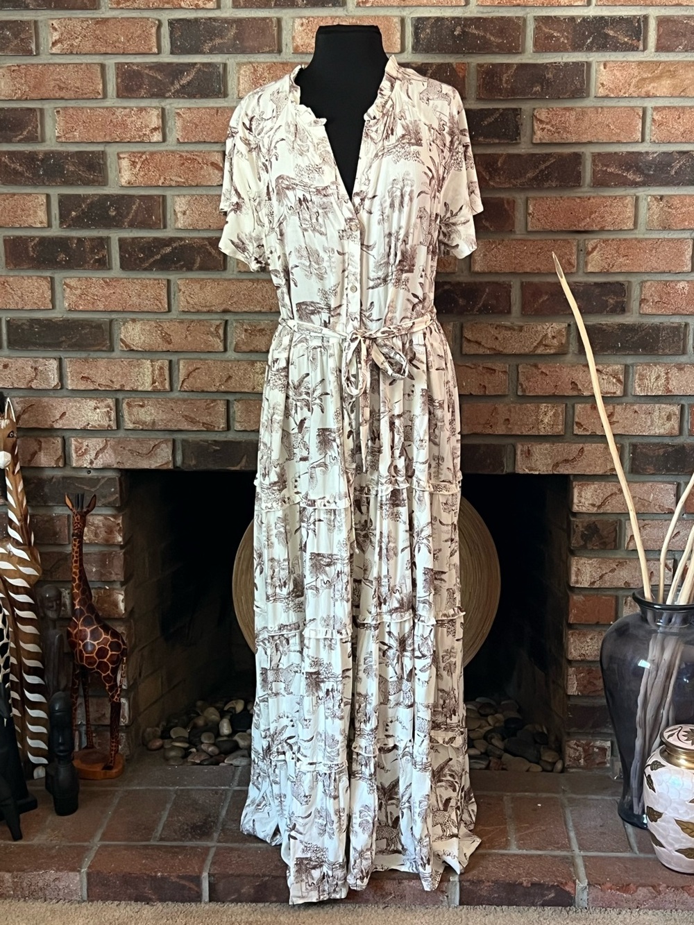 Cloth & Portrait Animal & Foliage Maxi Dress